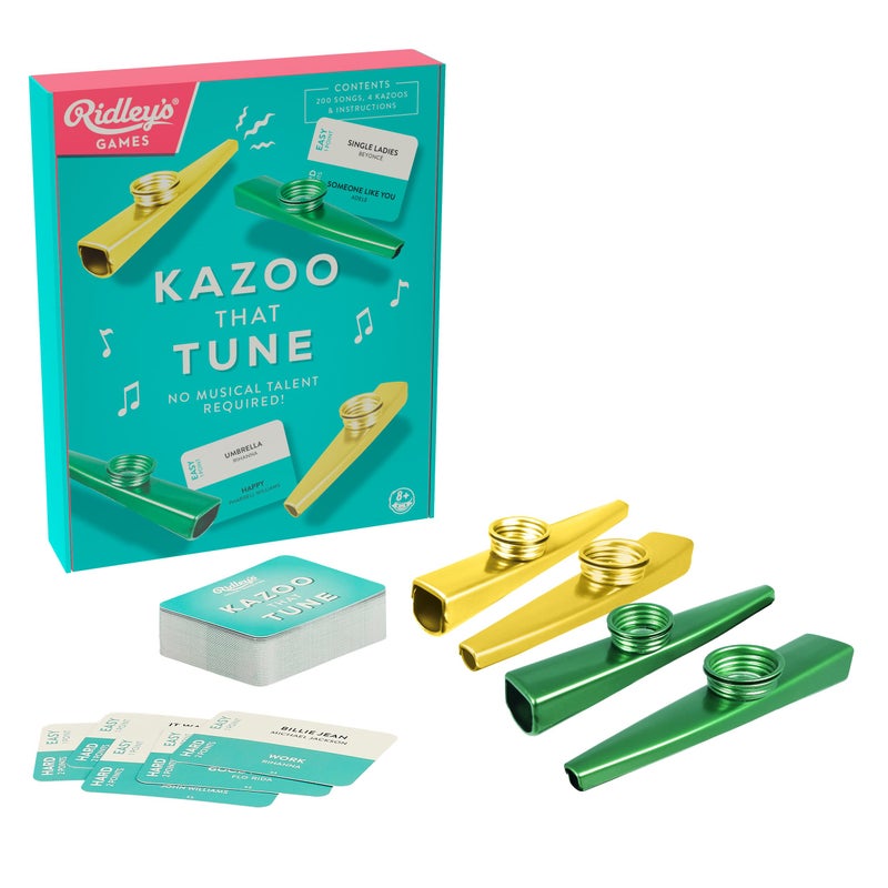 Ridley's Ridleyâ€™s Kazoo That Tune Song Guessing Game â€“ Fun Song Games for Families, Fast-Paced Game for 2-4 Players, Ages 8+ â€“ Includes 4 Kazoos and over 200 Well-Known Tunes - Image 1